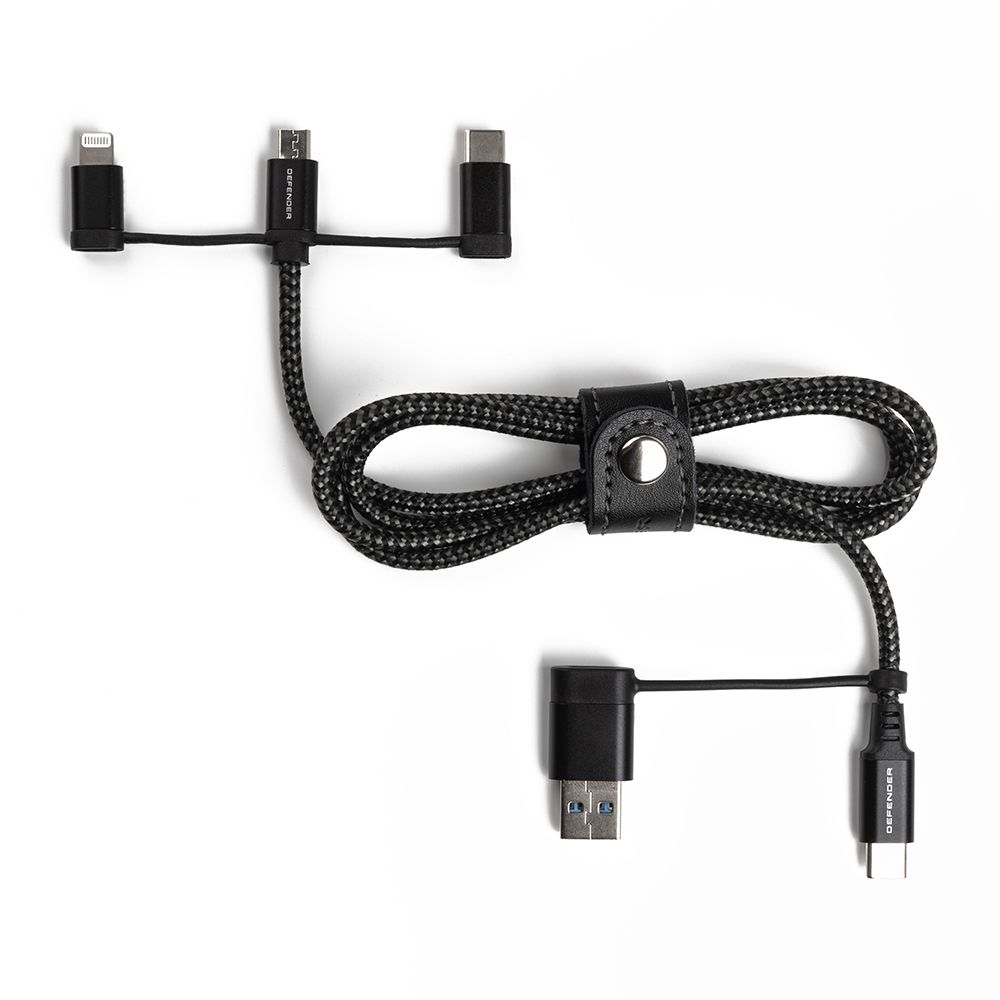 Black Defender Woven USB Charging Cable - Image 1 of 4
